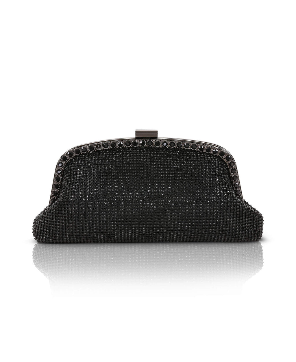 Black | Brielle Crystal Pouch with Crystal Frame Front