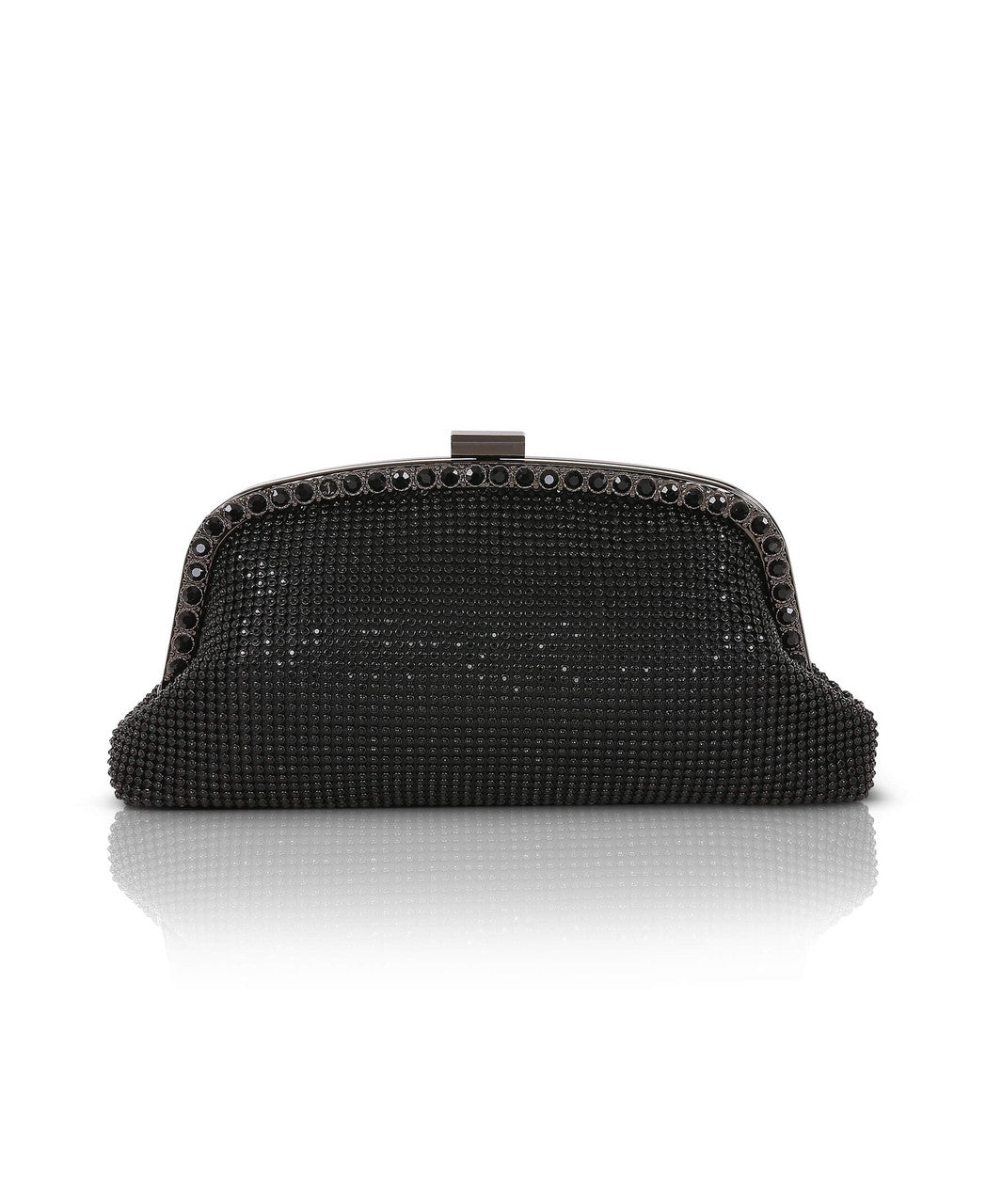 Black | Brielle Crystal Pouch with Crystal Frame Front
