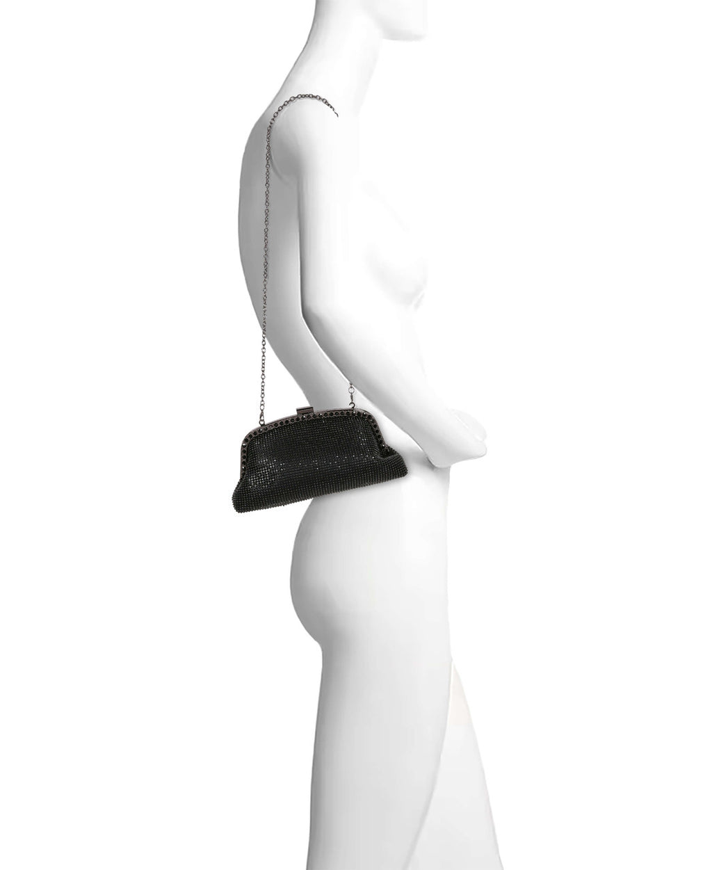 Black | Brielle Crystal Pouch with Crystal Frame Form