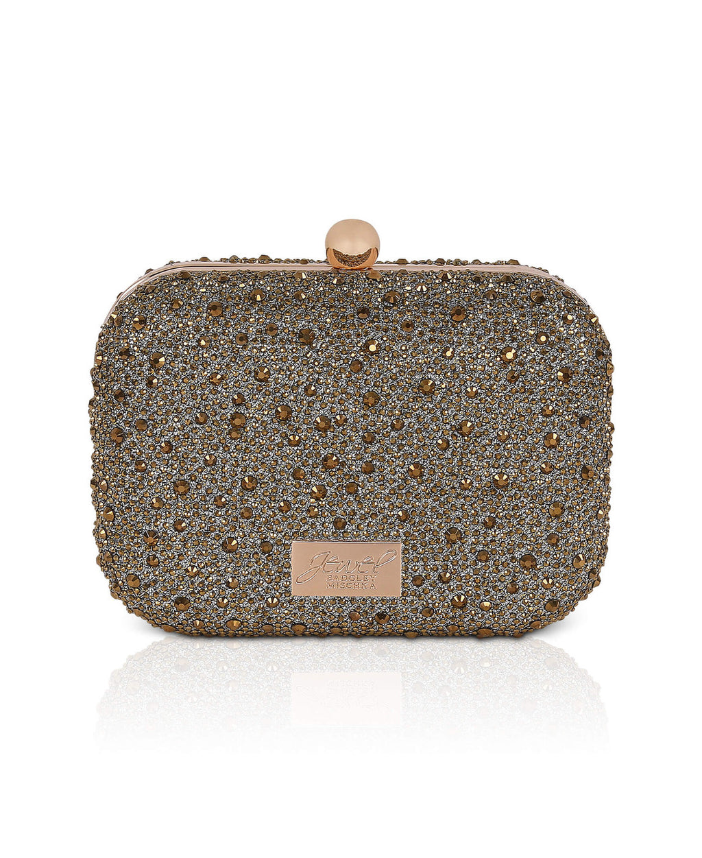 Gold | Celest Crystal Mini Minaudiere Clutch Back