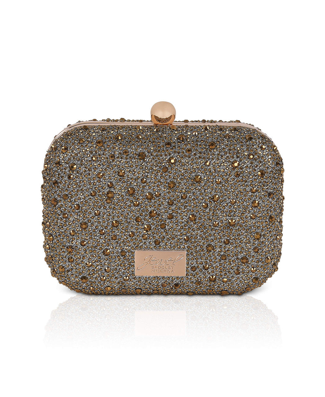 Gold | Celest Crystal Mini Minaudiere Clutch Back