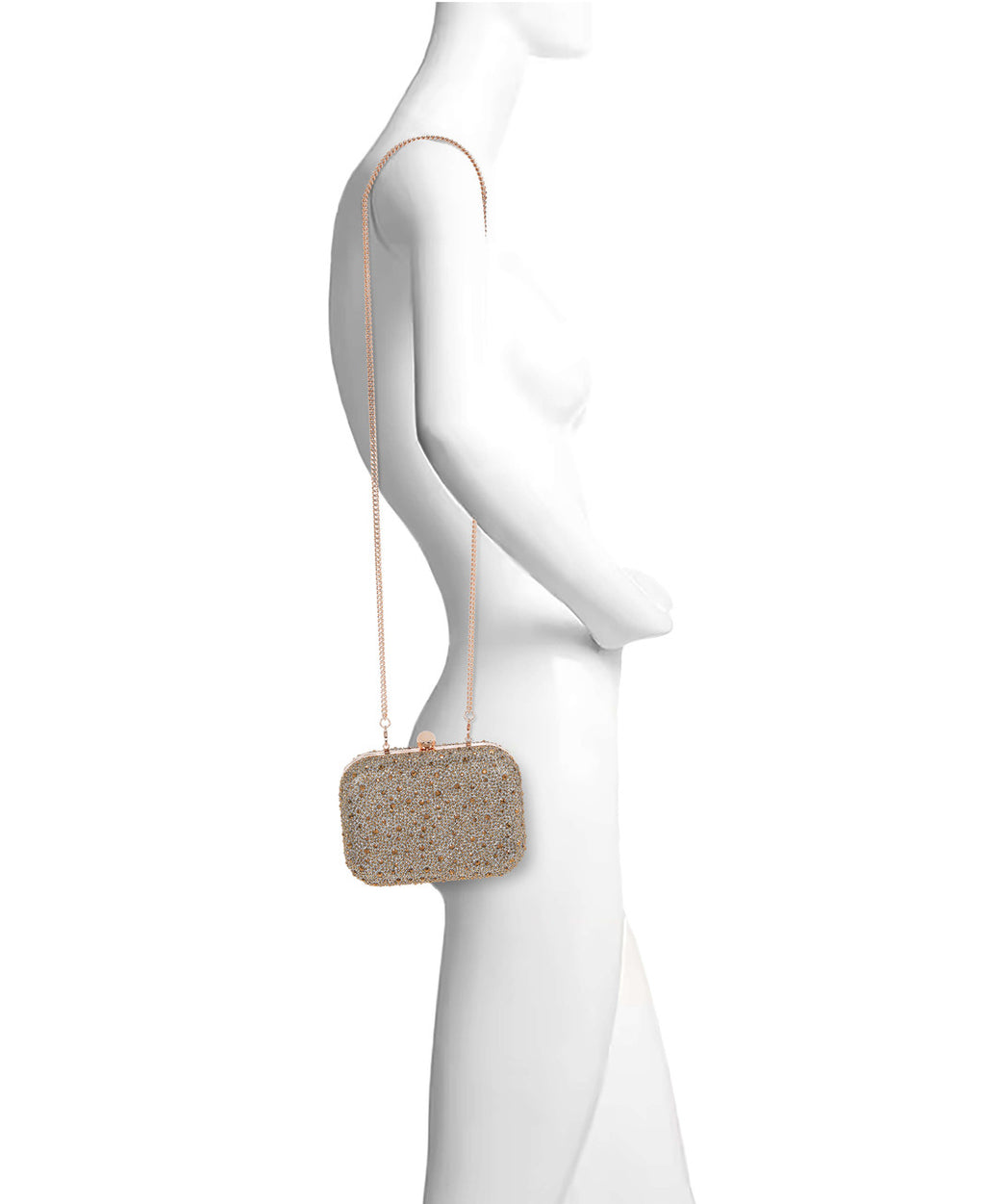 Gold | Celest Crystal Mini Minaudiere Clutch Form