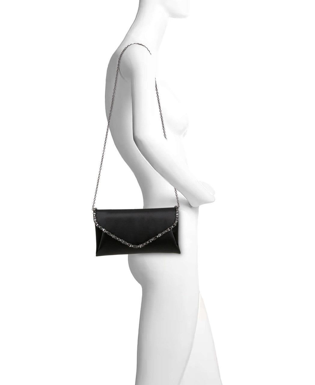 Mika Mixed Crystal Satin Envelope Clutch by Jewel Badgley Mischka