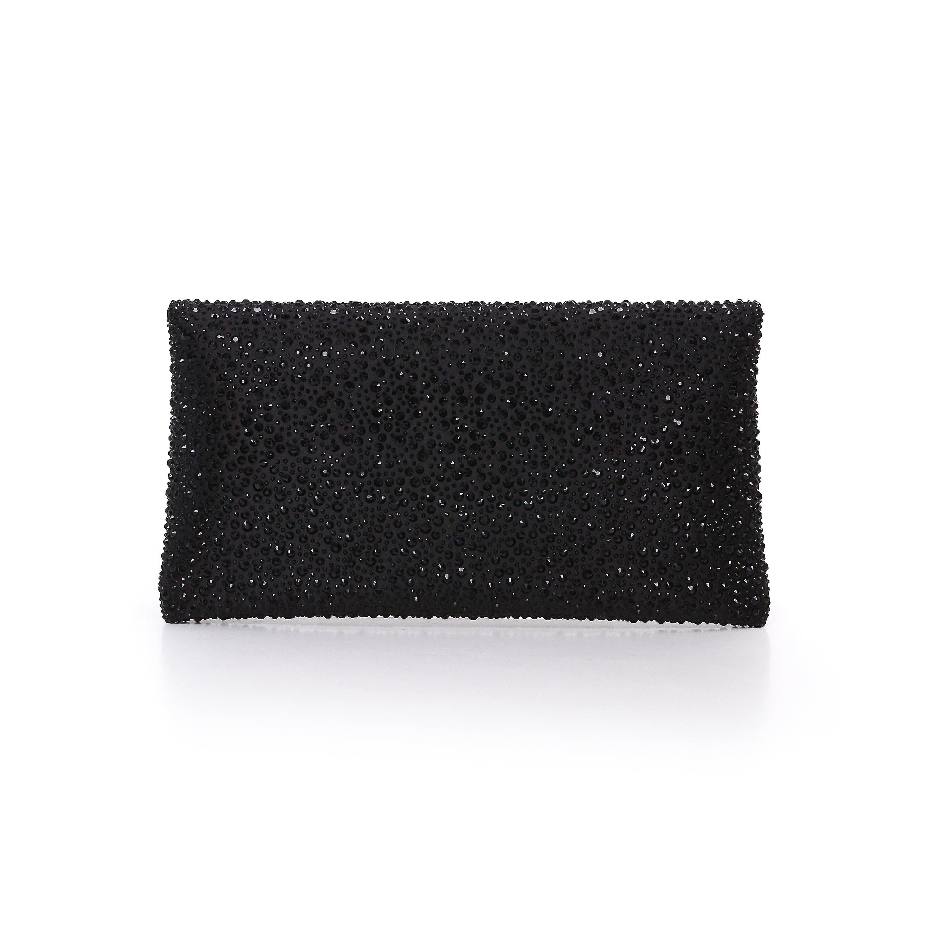Black | Crystal Adorned Envelope Clutch Back