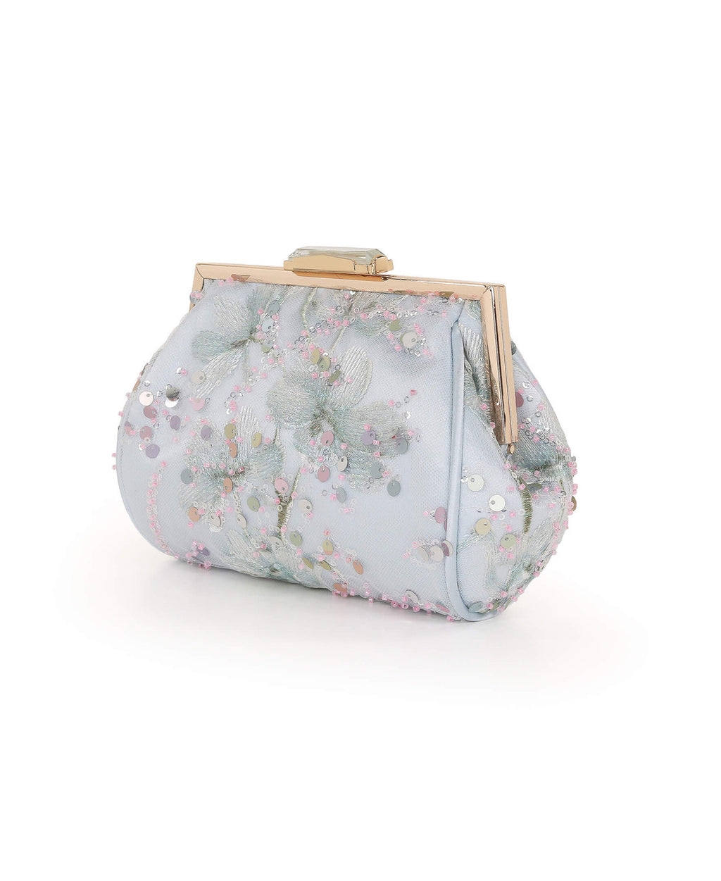 Blue | Iris Floral Pouch Clutch Side