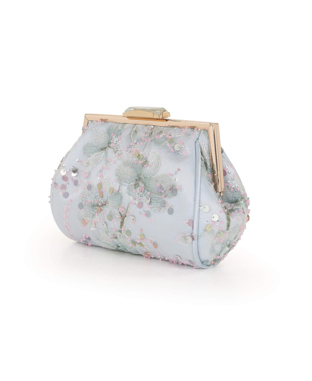 Blue | Iris Floral Pouch Clutch Side