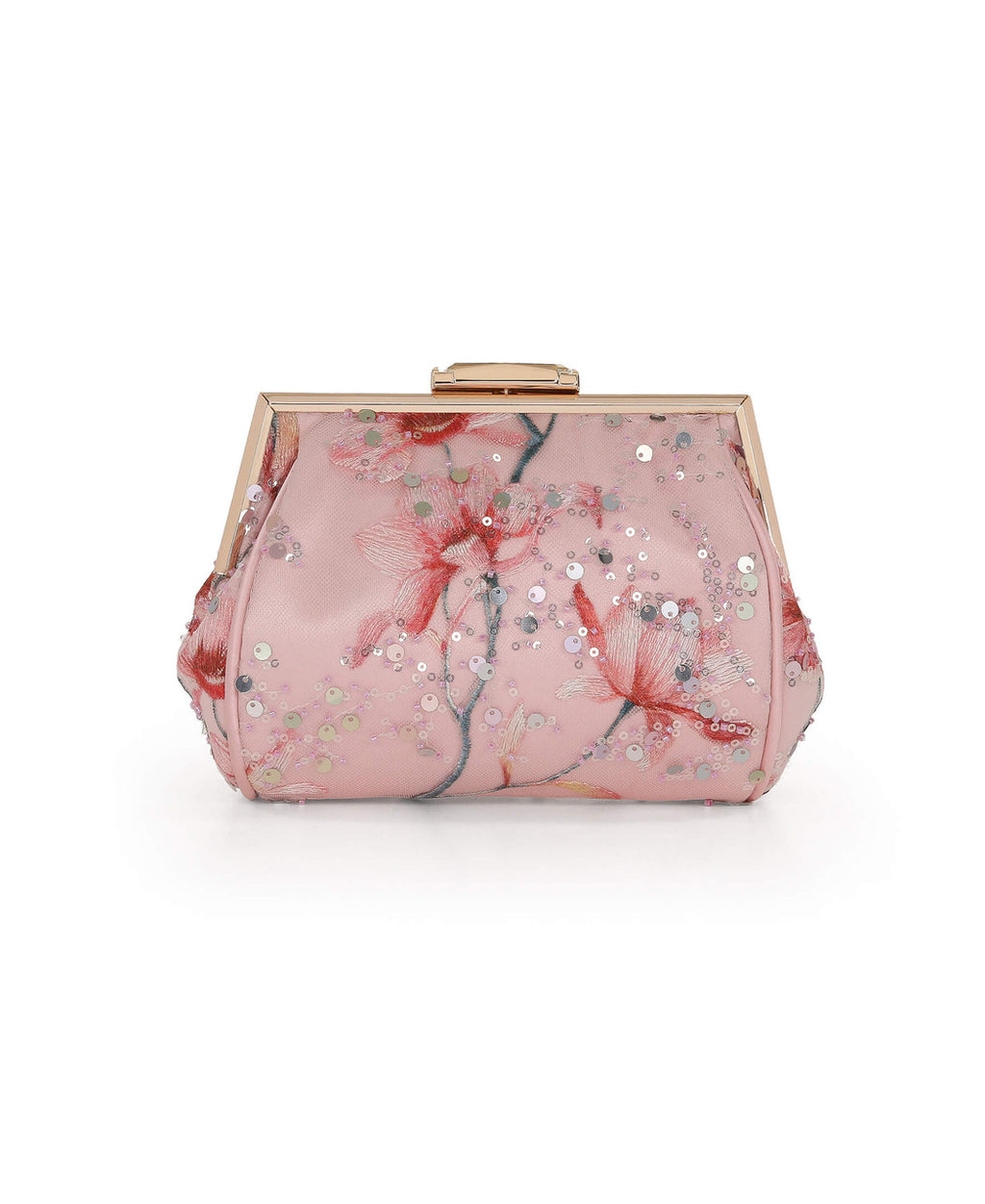 Blush | Flora Floral Embroidered Pouch Clutch Back