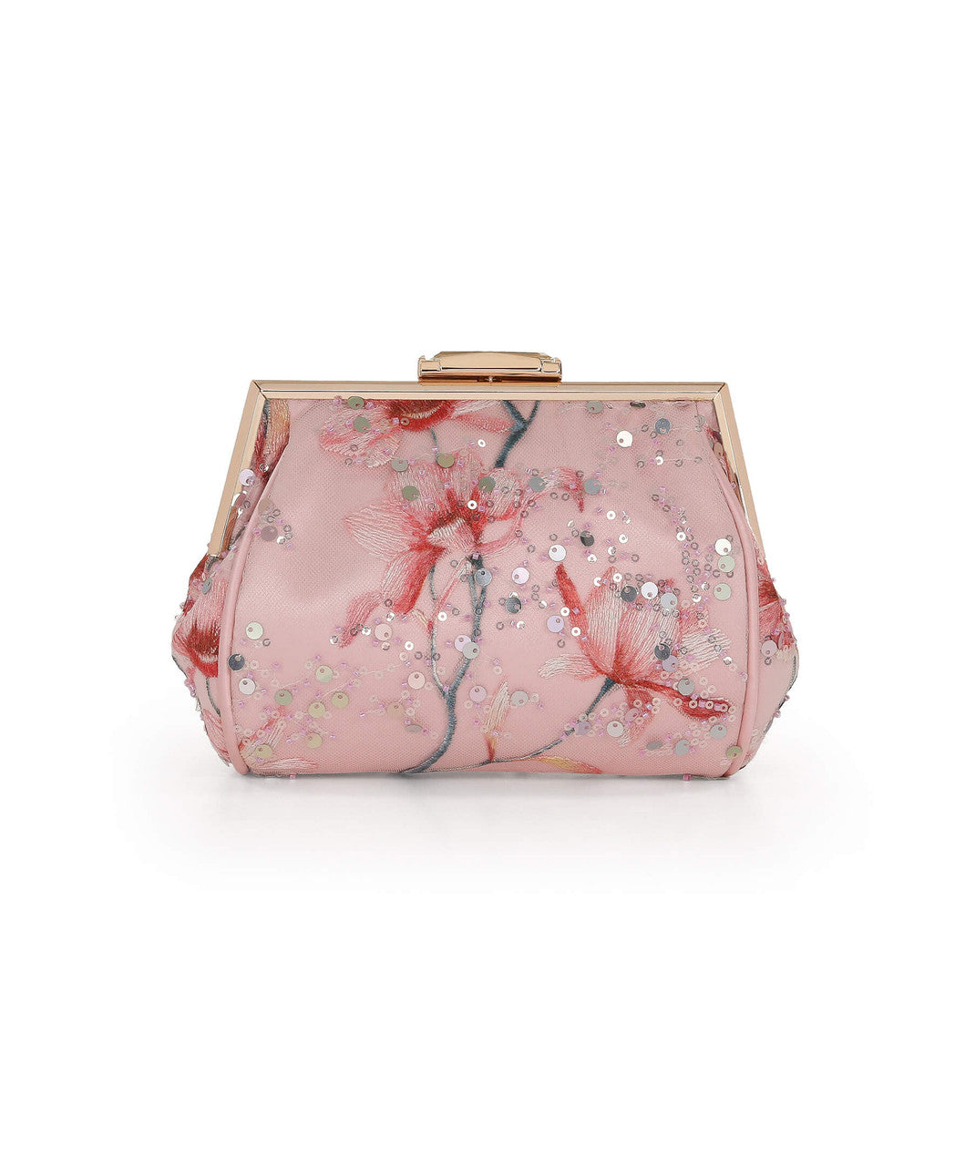 Blush | Flora Floral Embroidered Pouch Clutch Back