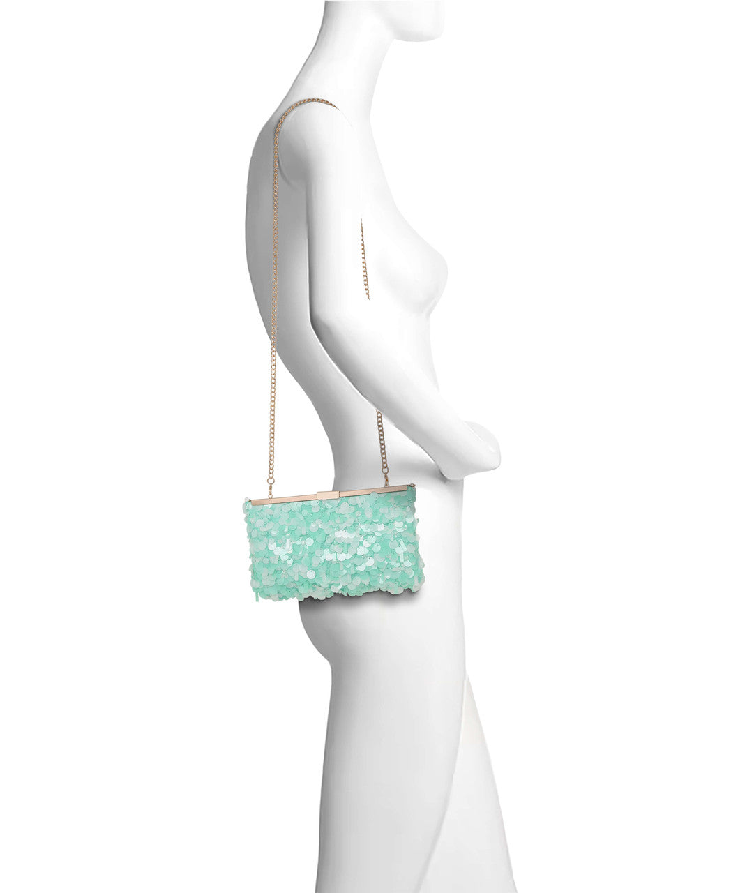 Lt Mint Green | Briar Sequin Hinged Frame Clutch Form