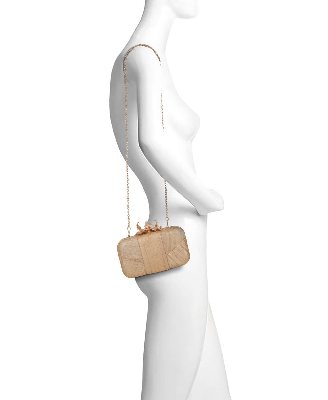 Leilani Gold Lamé Minaudiere by Jewel Badgley Mischka