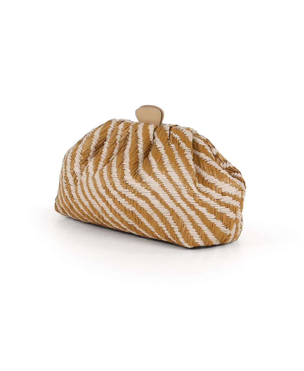 Natural Combo | Indigo Jacquard Raffia Pouch Clutch Side