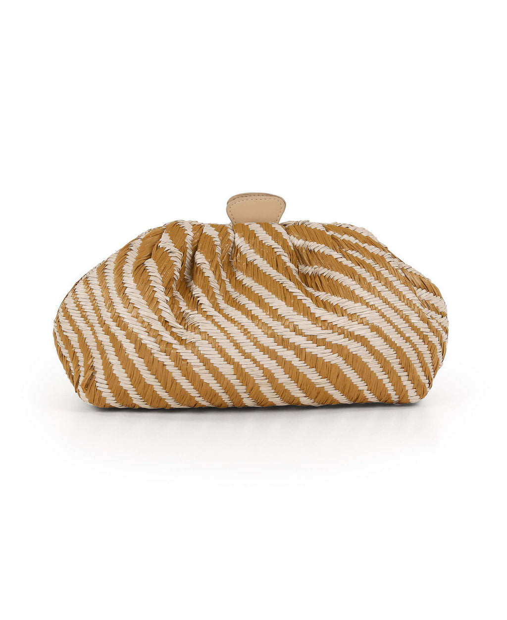 Natural Combo | Indigo Jacquard Raffia Pouch Clutch Back