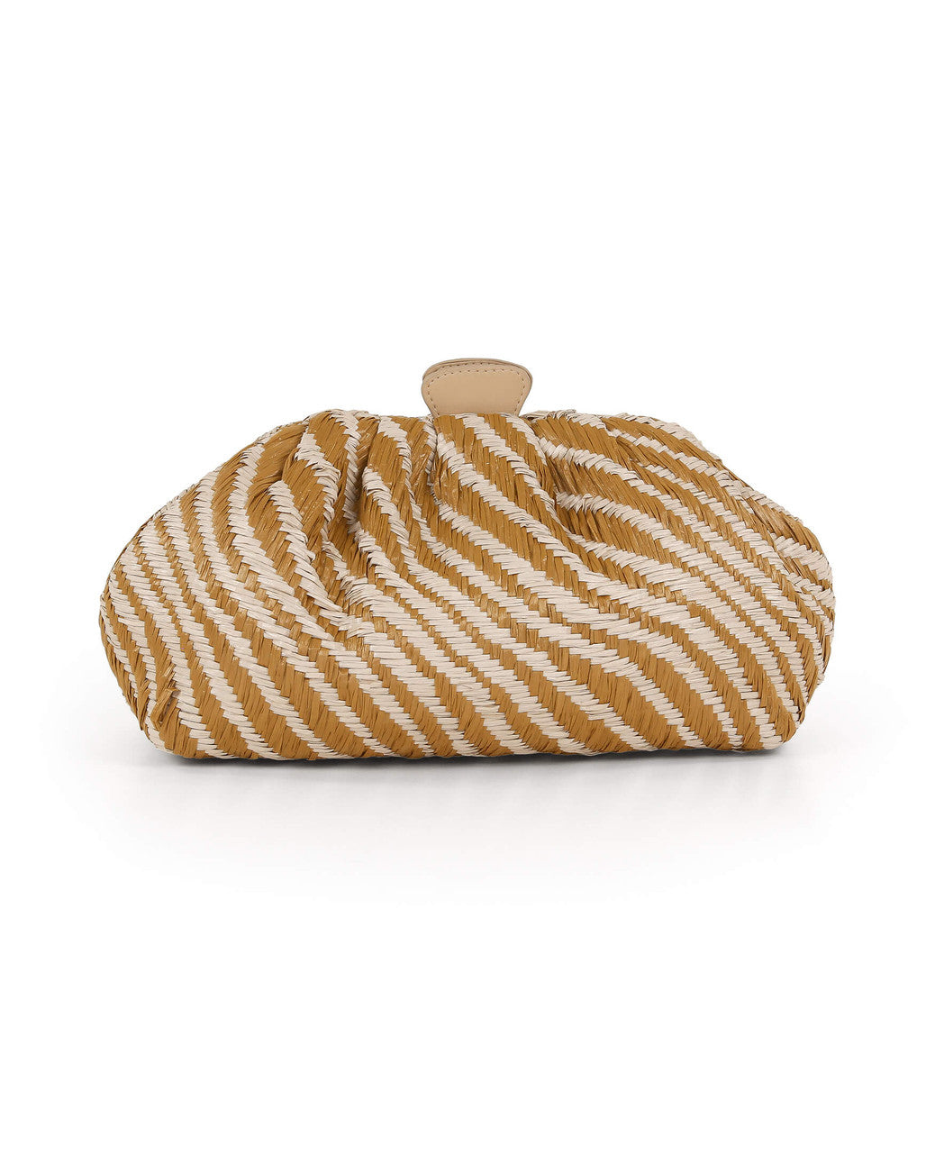 Natural Combo | Indigo Jacquard Raffia Pouch Clutch Back