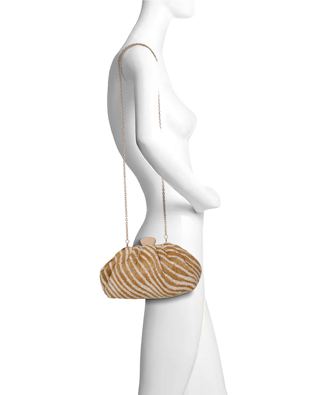 Natural Combo | Indigo Jacquard Raffia Pouch Clutch Form