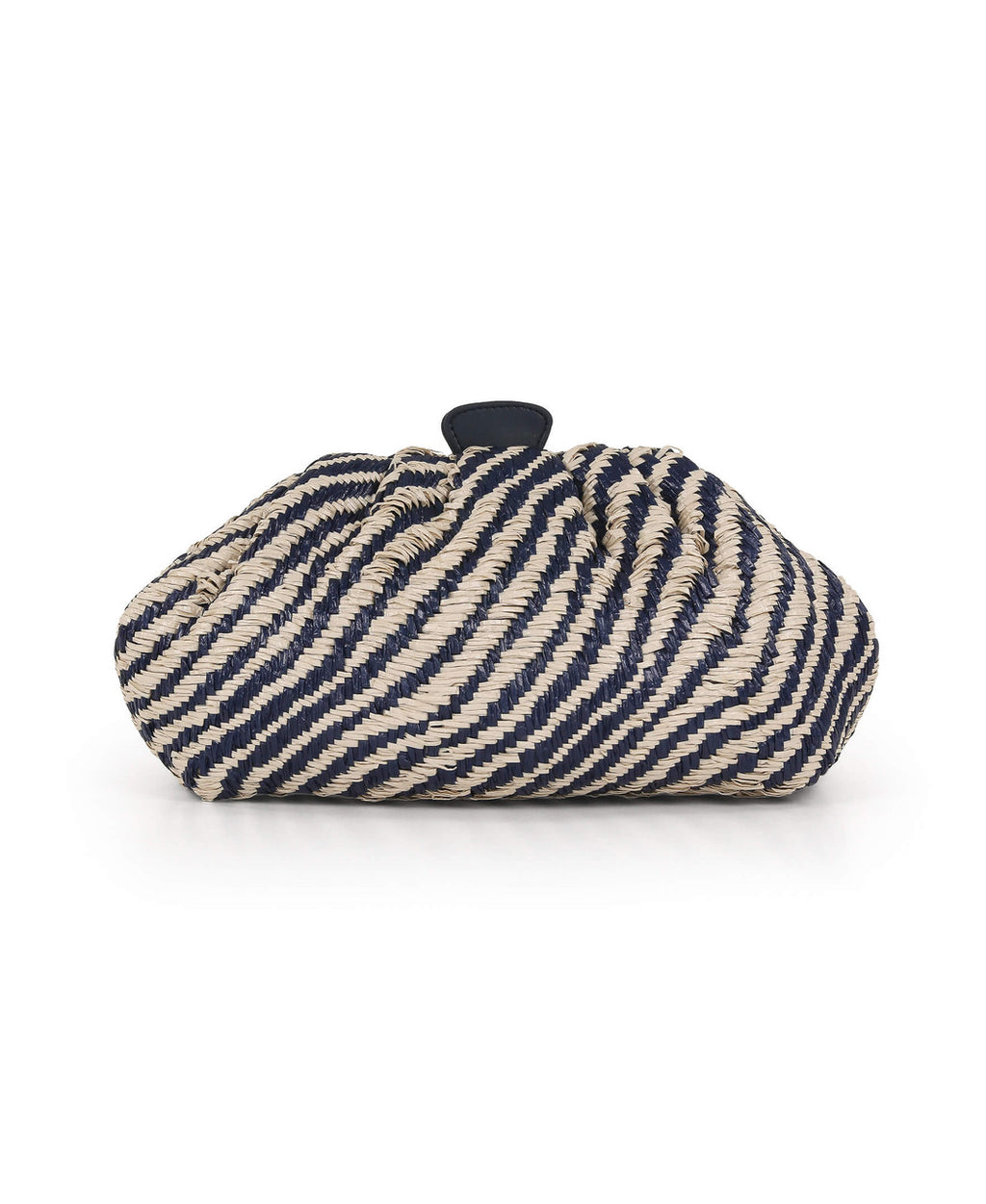 Navy Combo | Indigo Jacquard Raffia Pouch Clutch Front