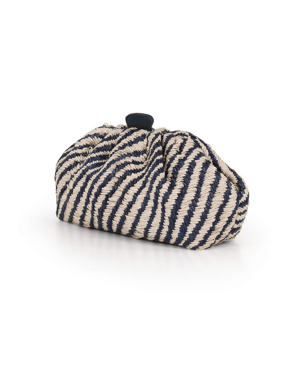 Navy Combo | Indigo Jacquard Raffia Pouch Clutch Side