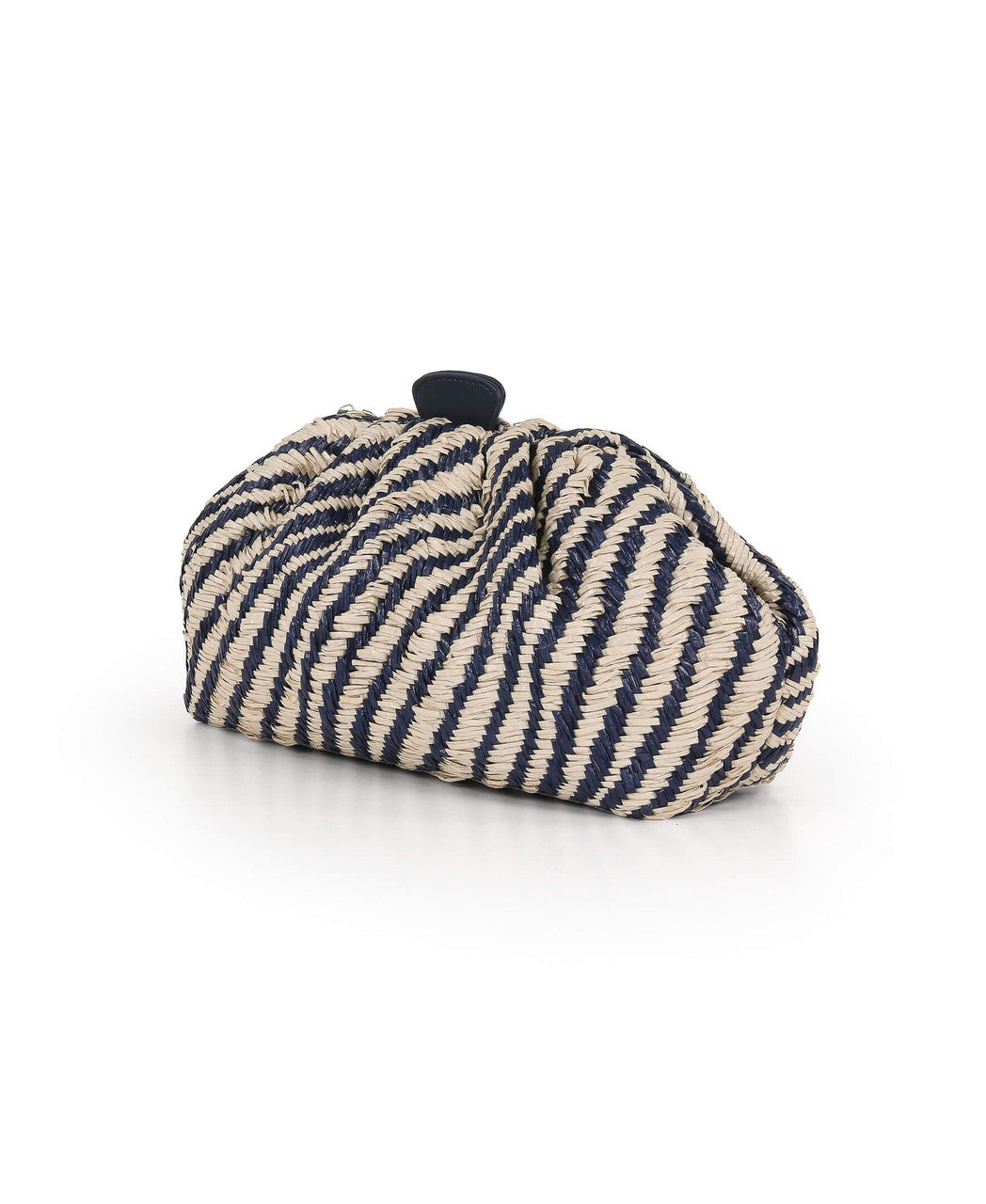 Navy Combo | Indigo Jacquard Raffia Pouch Clutch Side