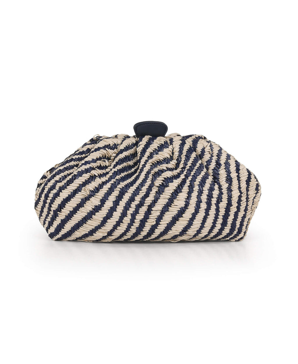 Navy Combo | Indigo Jacquard Raffia Pouch Clutch Back