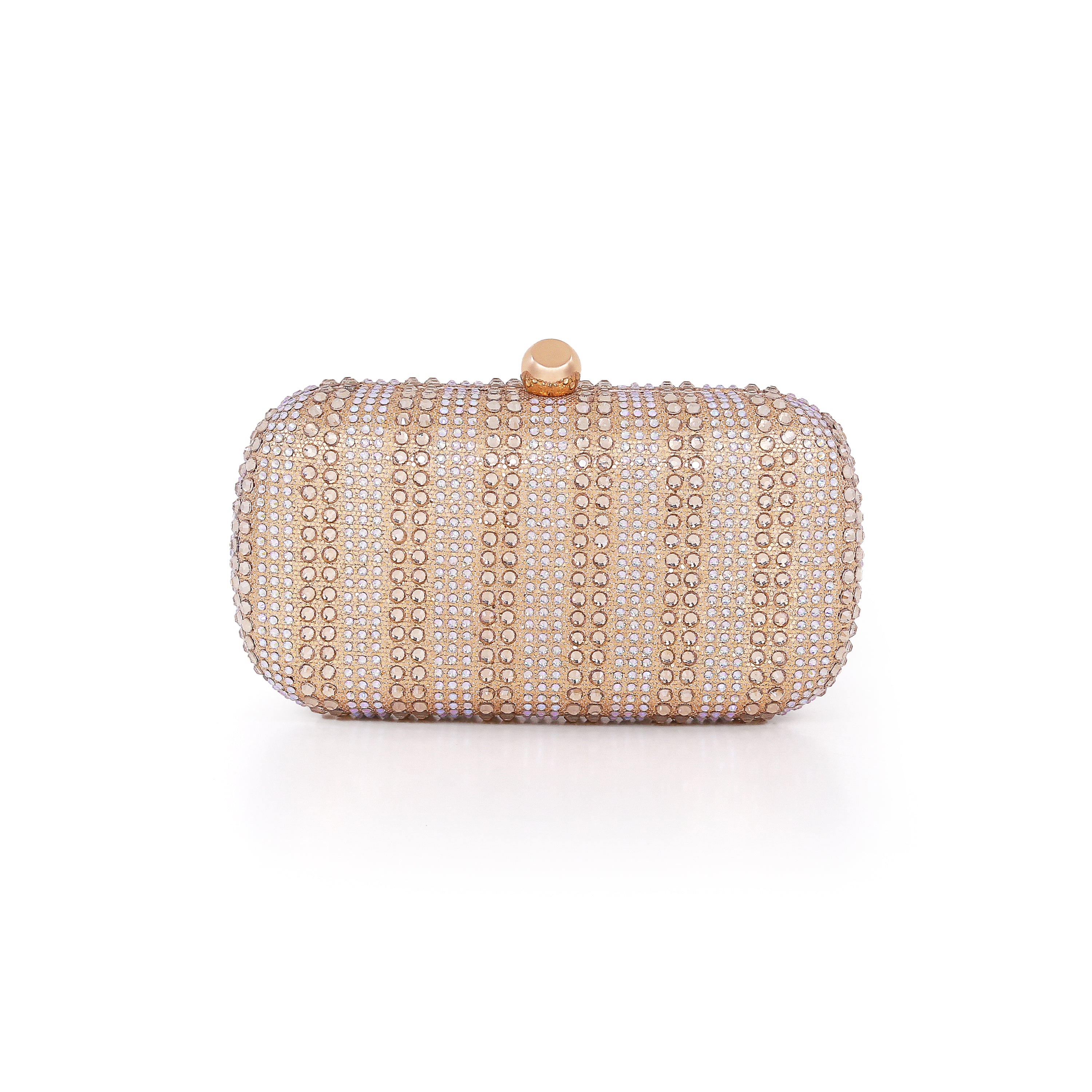 Gold | Crystal Minaudiere, drenched in rows Front