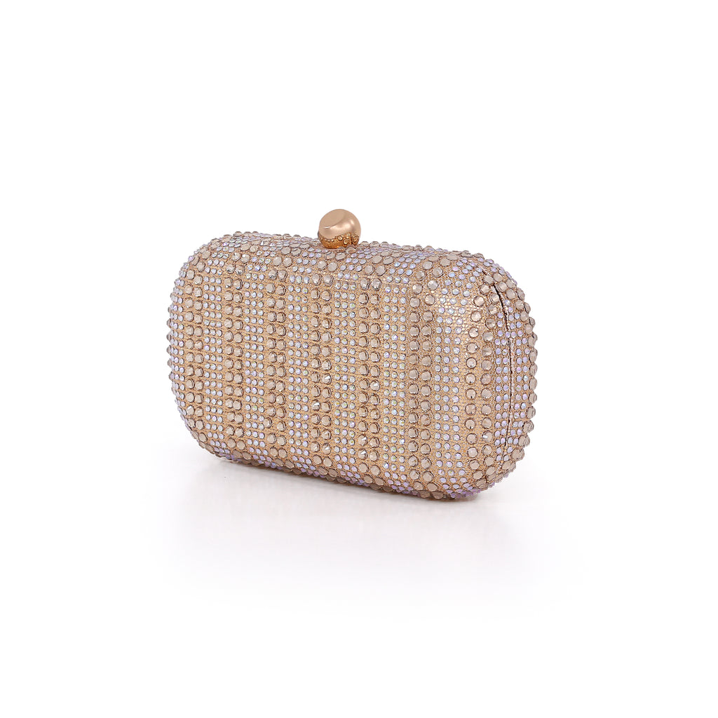 Gold | Crystal Minaudiere, drenched in rows Side
