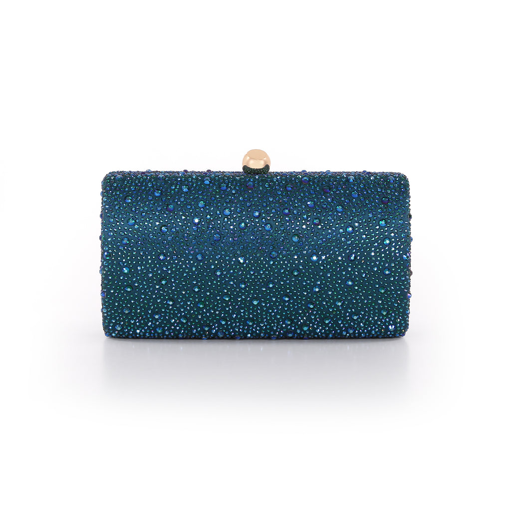 Teal | Mix Crystal Minaudiere Front
