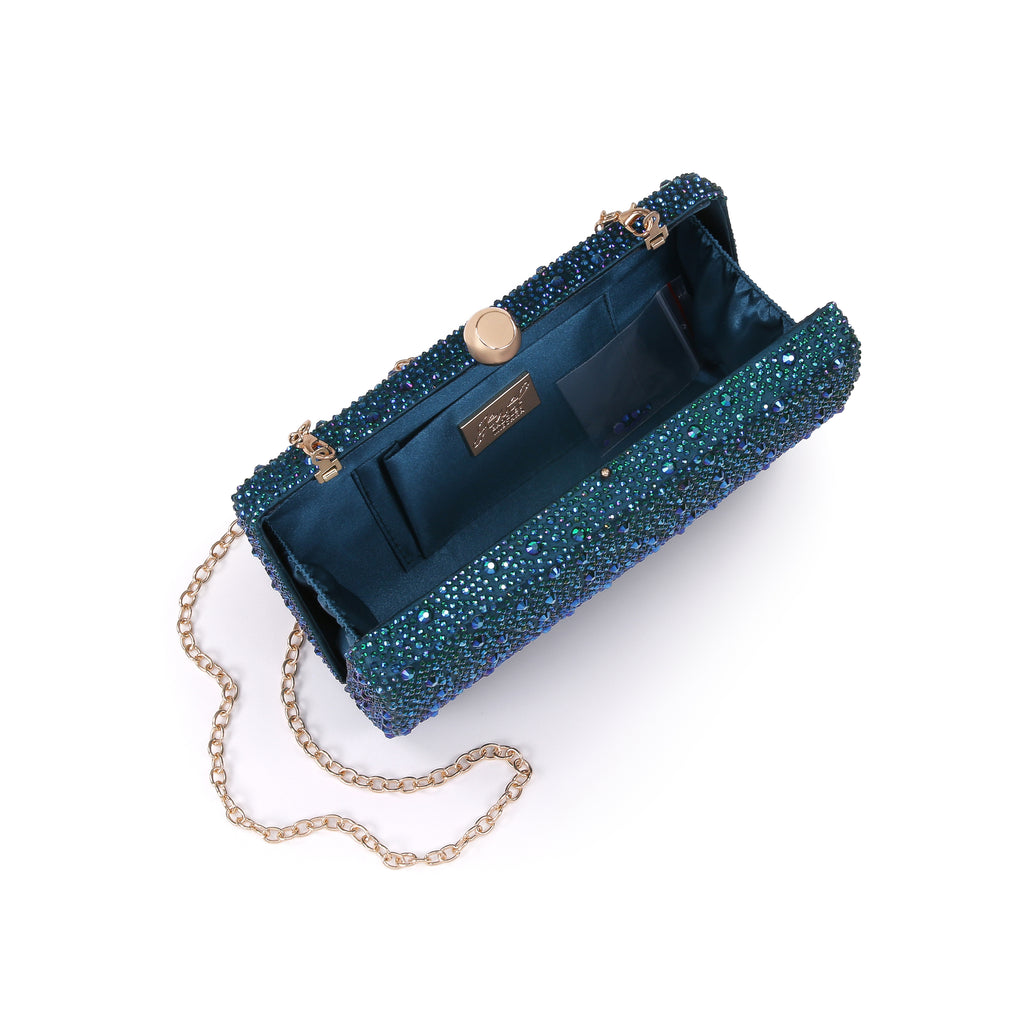 Teal | Mix Crystal Minaudiere Open