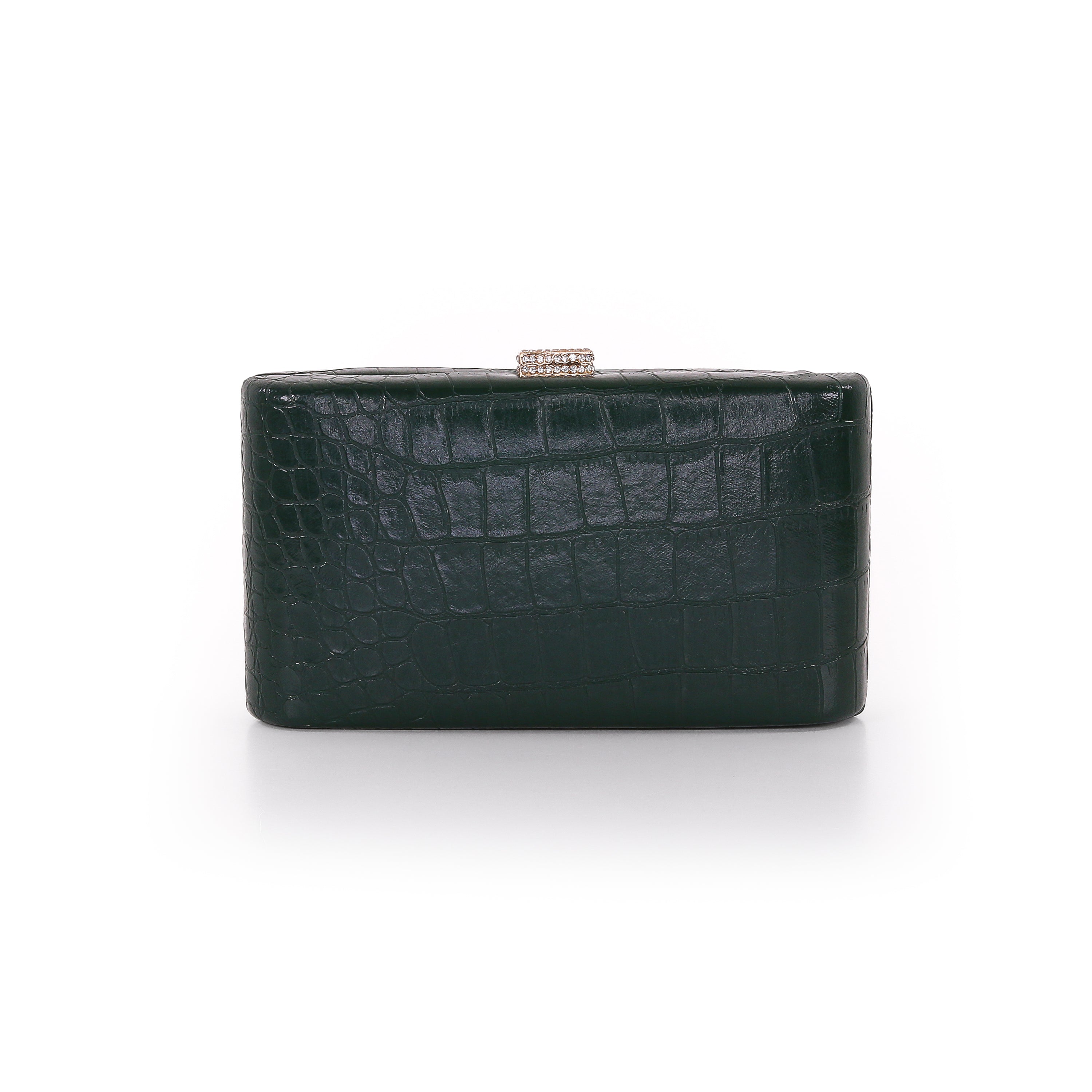 Emerald | Croc Embossed Leather Crystal Clasp Mina Back