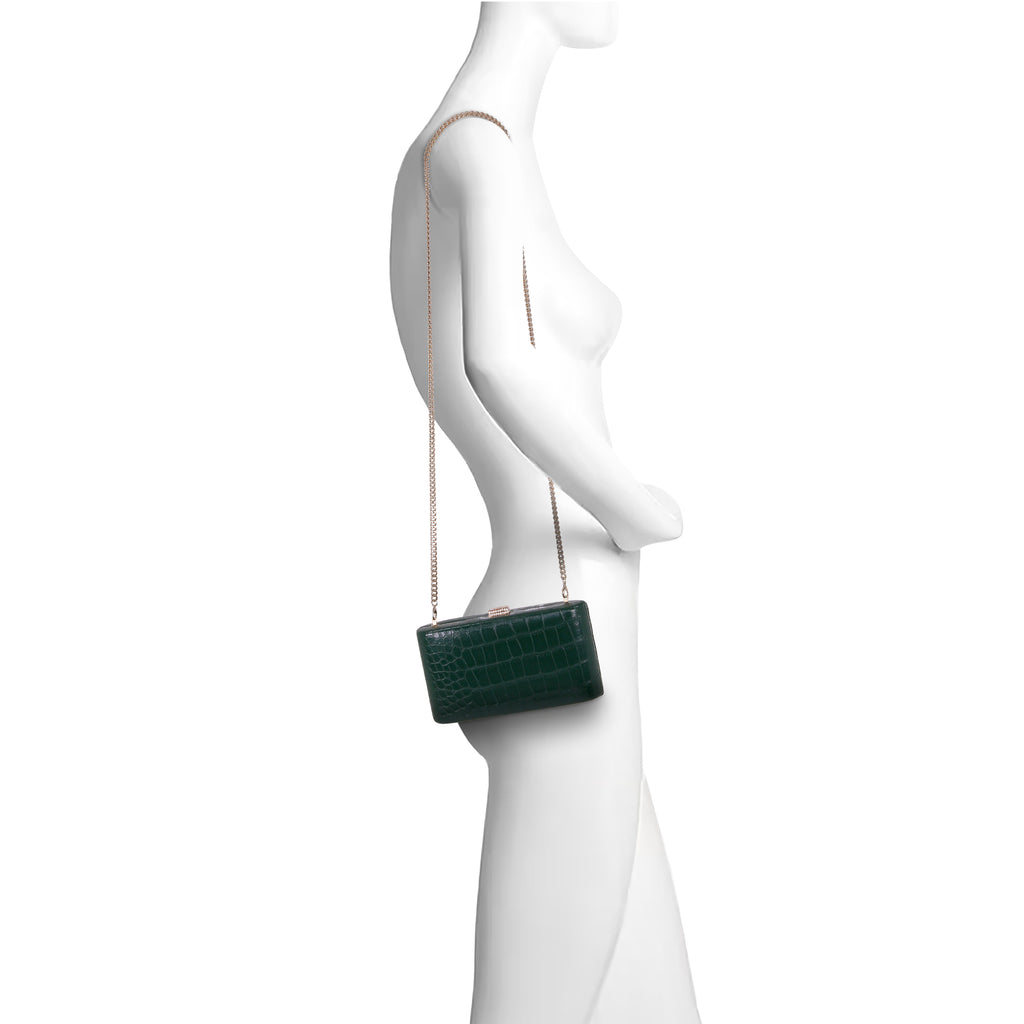 Emerald | Croc Embossed Leather Crystal Clasp Mina Form