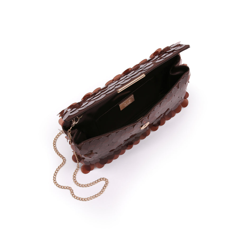 Brown | Payette Envelope Clutch Open