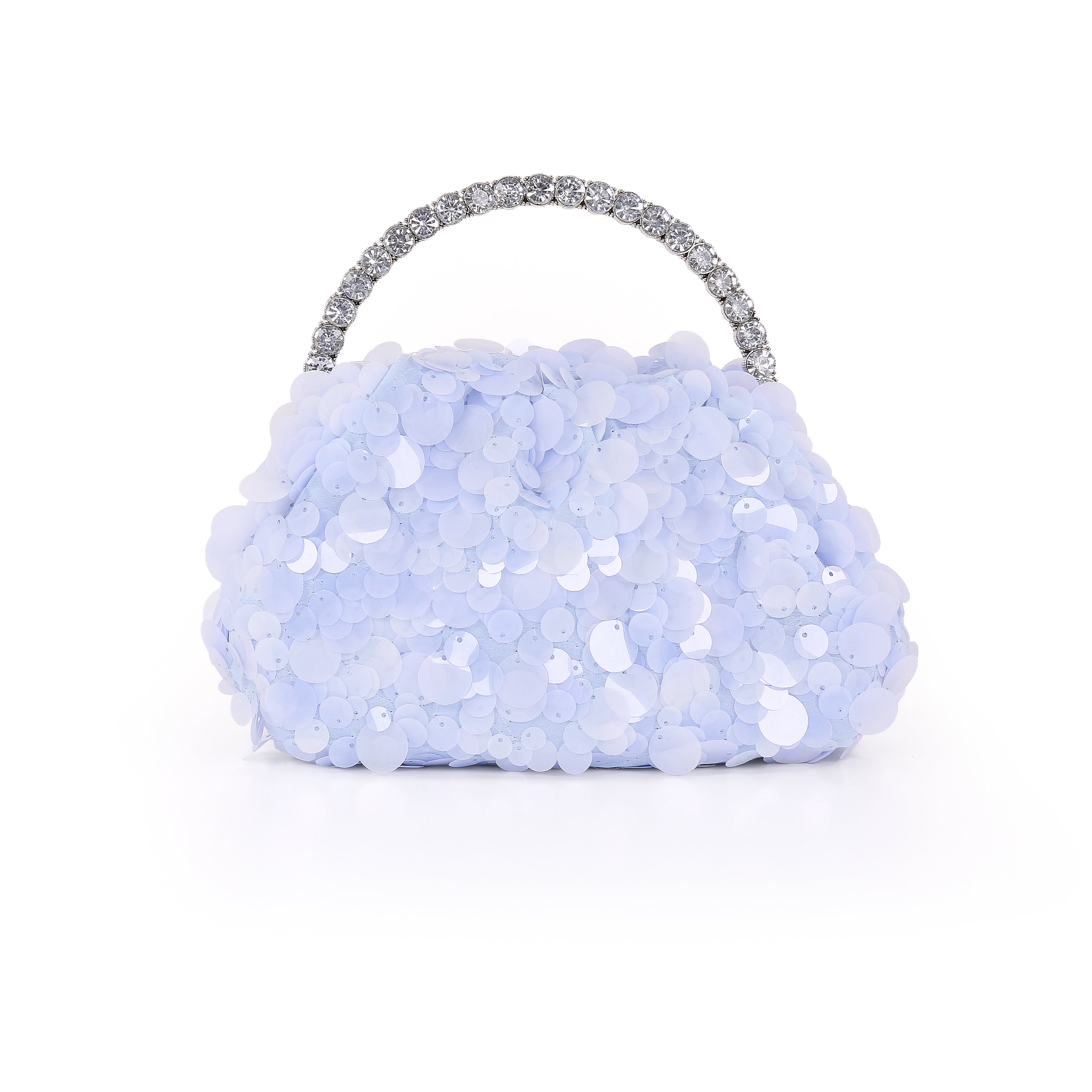 Blue | Sequin And Bugle Bead Pouch Clutch Front
