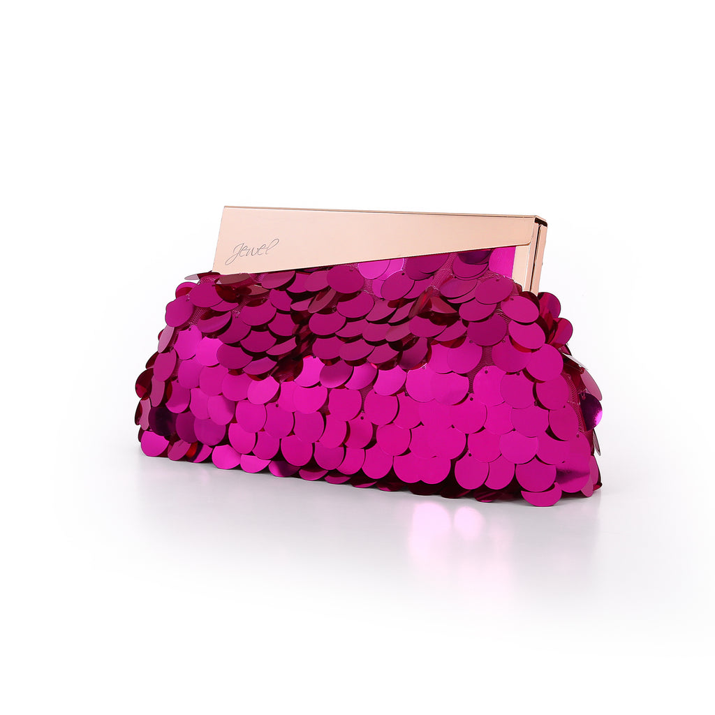 Hot Pink | Payette Pouch Clutch Signature Jewel Asy Side