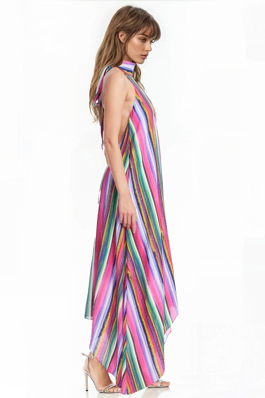 hattie jacquard maxi dress Hattie Striped Halter Dress by Jewel Badgley Mischka