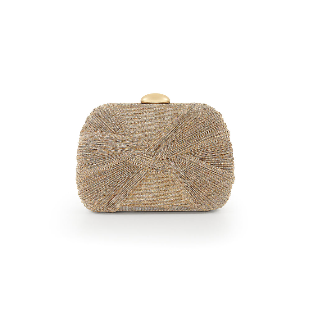 Gold | Jewel Pleated Sparkle Jacquard Twist Min Front