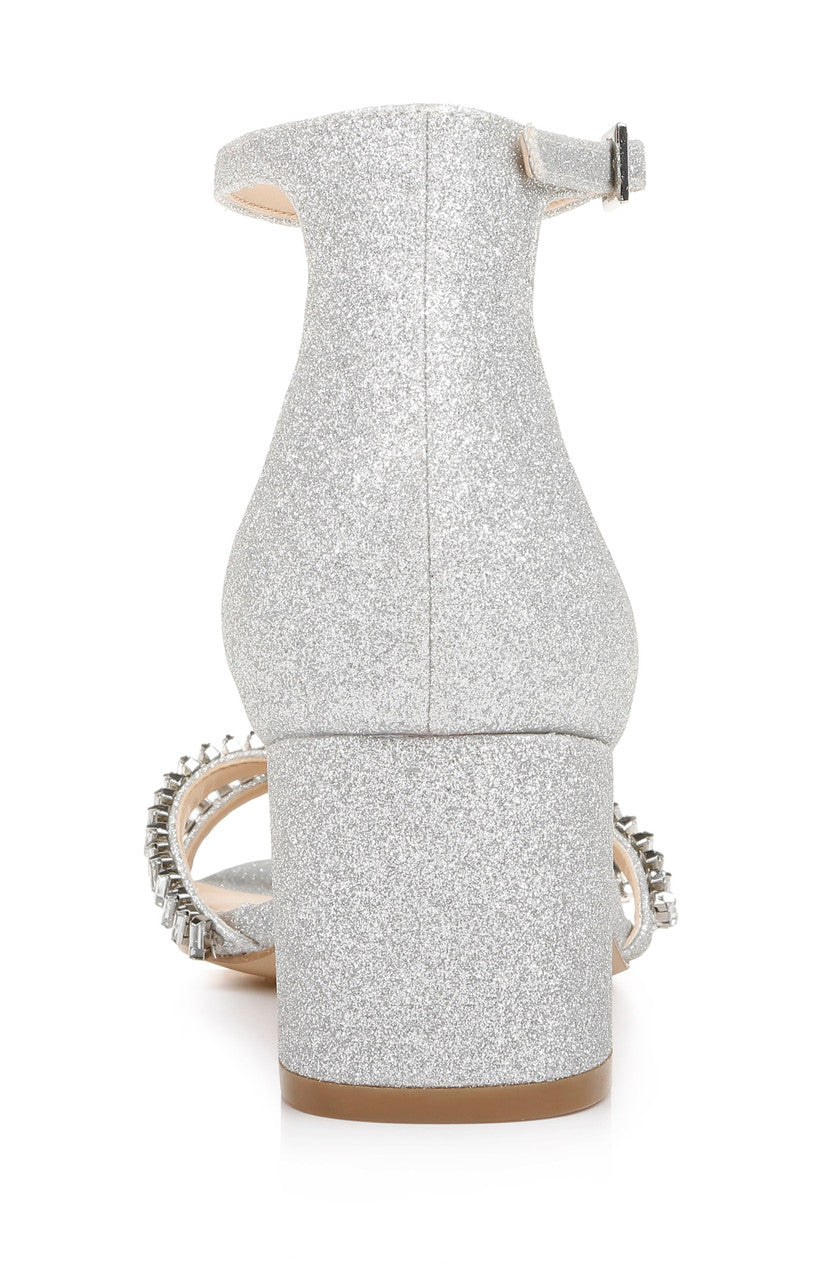 Silver Glitter | Joanne Strappy Block Heel