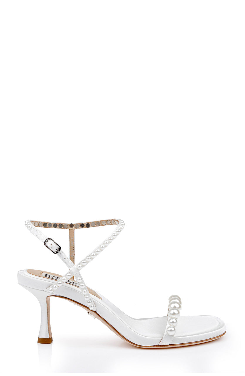 White | Jolie Mid Heeled Sandals Side