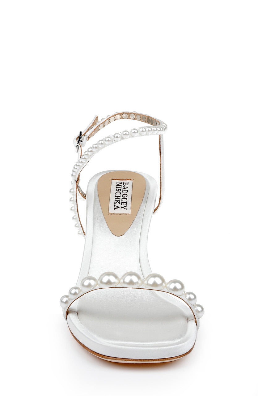 White | Jolie Mid Heeled Sandals Front