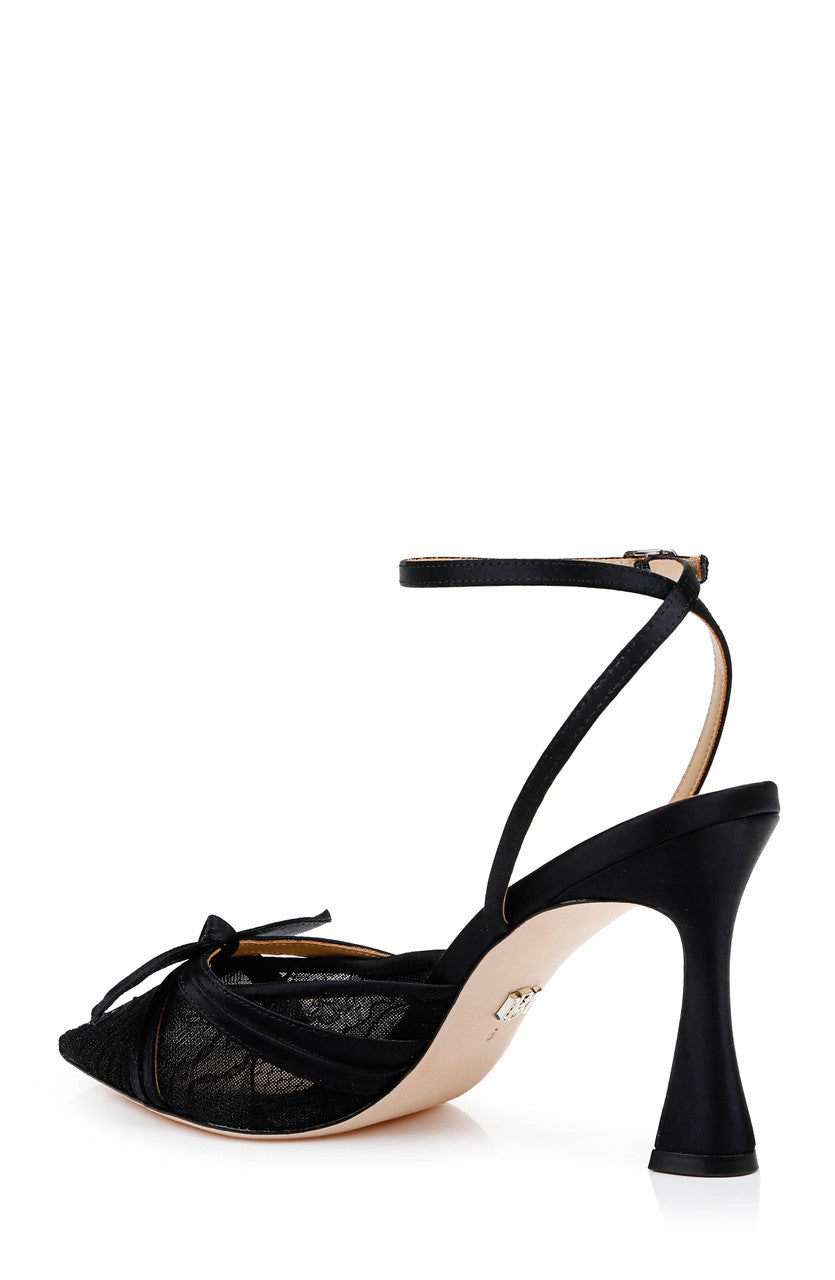 Black | Josie Lace Ankle Strap Pumps Back Side