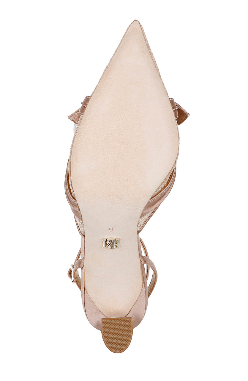 Clay | Josie Lace Ankle Strap Pumps Sole