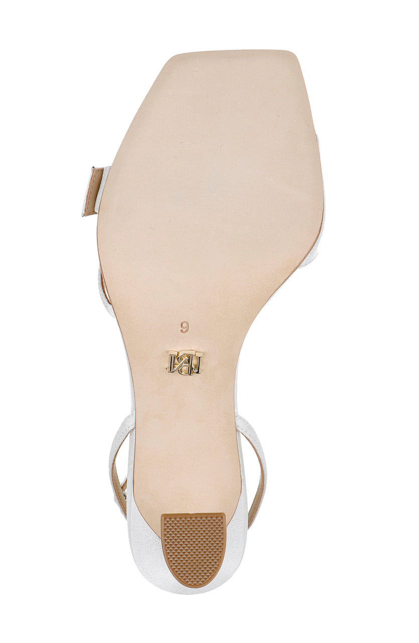 White Crepe | Judith Heeled Square Toe Sandals Sole