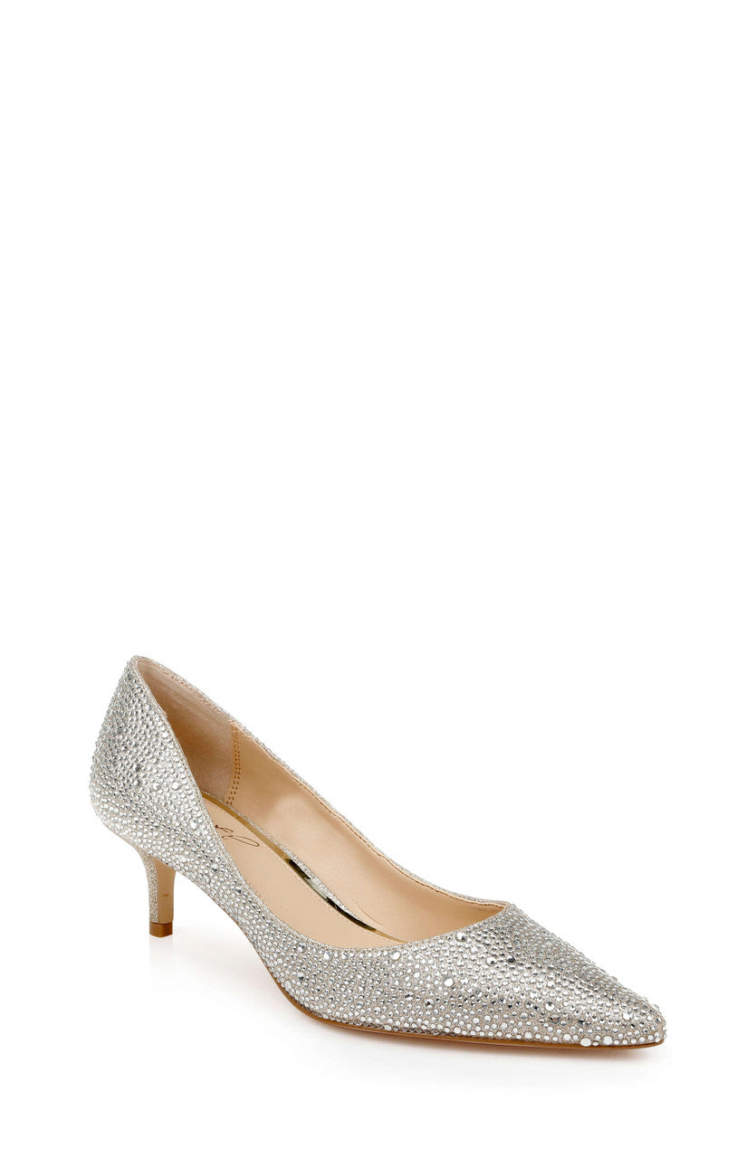 Gold Glitter | Frenchie Pointed Toe Kitten Heel Front Side