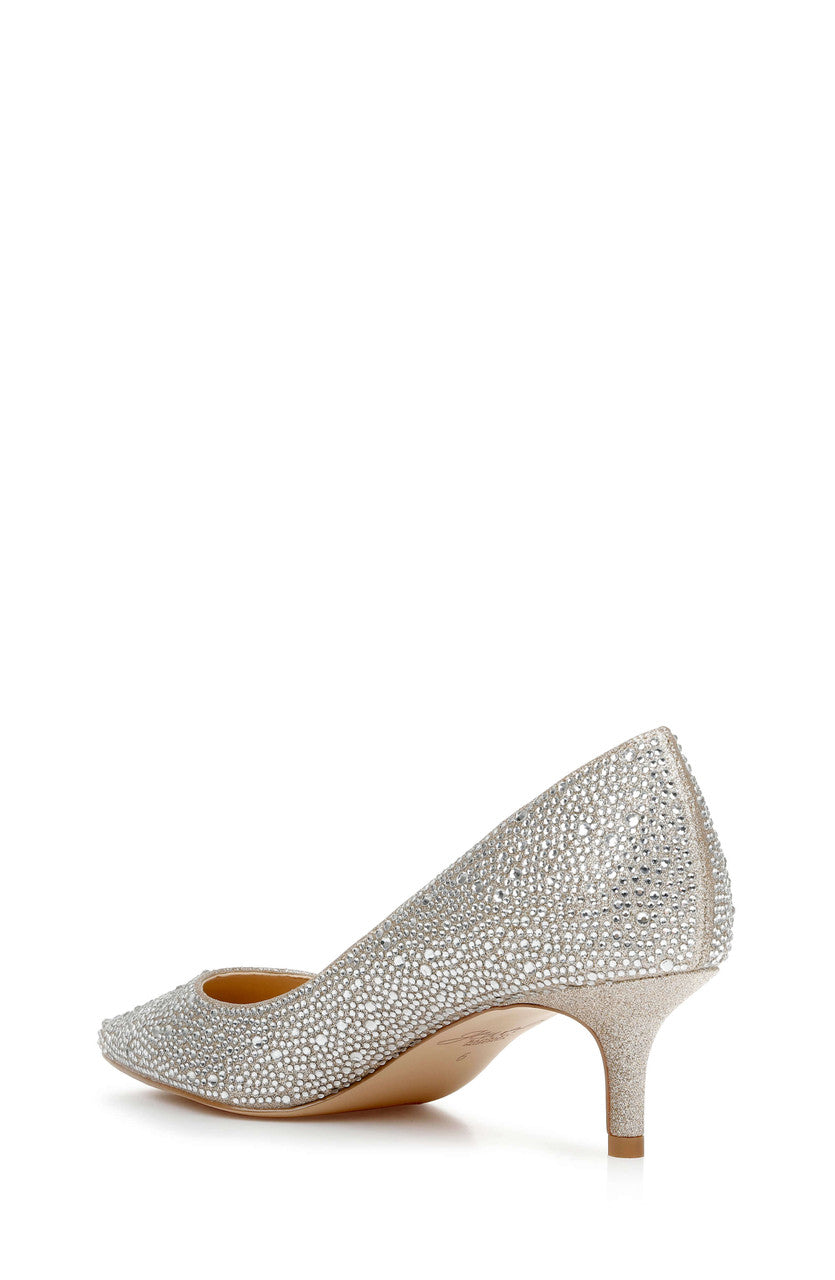 Gold Glitter | Frenchie Pointed Toe Kitten Heel Back Side