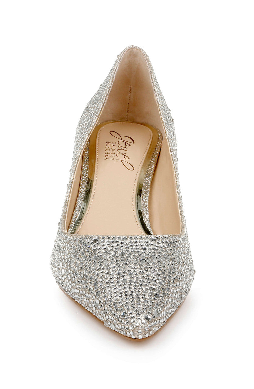 Gold Glitter | Frenchie Pointed Toe Kitten Heel Front