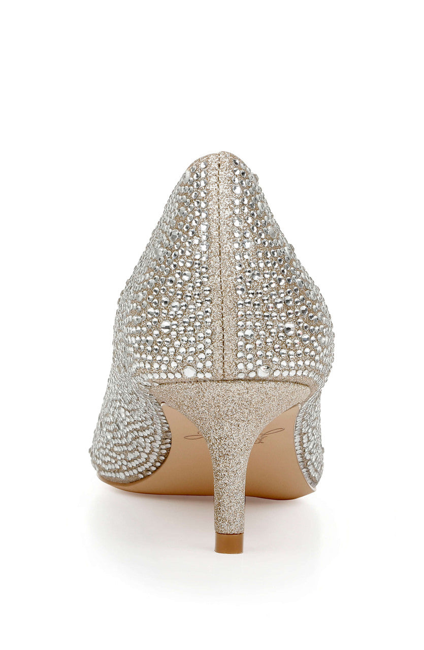 Gold Glitter | Frenchie Pointed Toe Kitten Heel Back