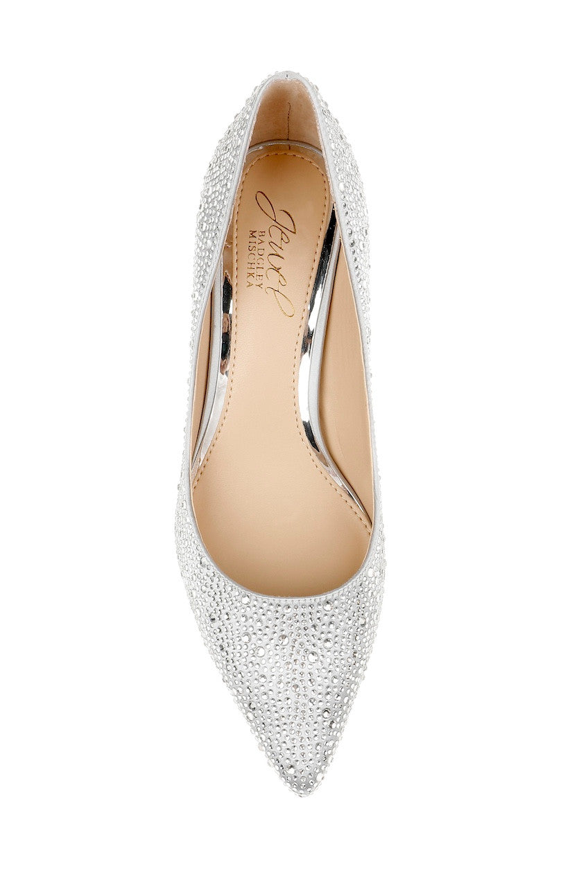 Silver Satin | Frenchie Pointed Toe Kitten Heel 