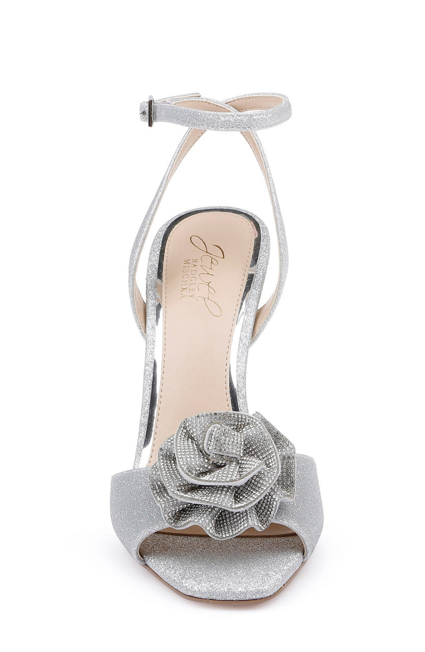 Silver | Vida Rosette Peep Stiletto