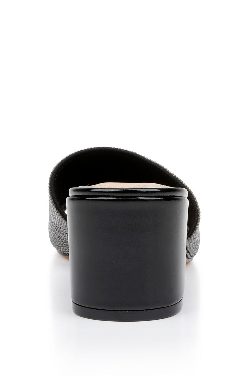 Black | Harlyn Block Heeled Mules with Crystal Vamp