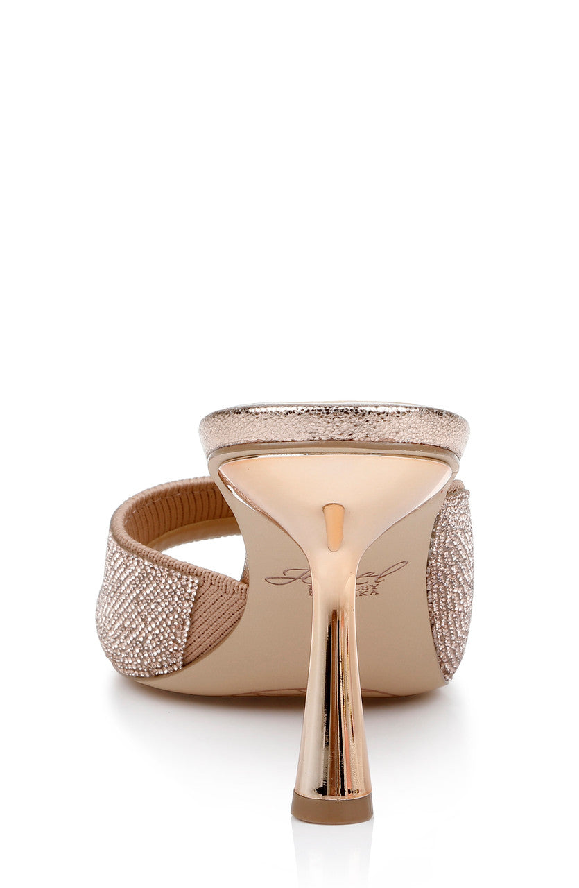 Rosegold | Haya Metallic Peep-Toe Mules