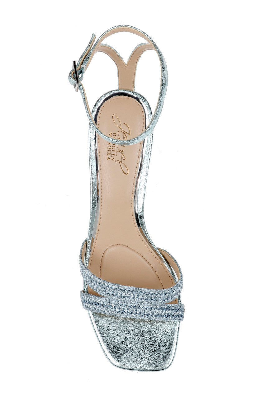Powder Blue | Hayzel Metallic Kitten Heel Sandal