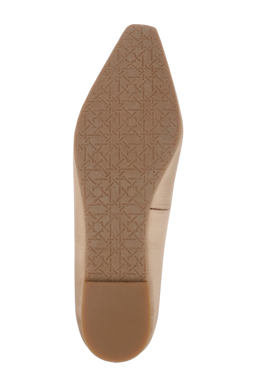 Dark Nude | Hesther Ballerina Flats with Rhinestone Bow