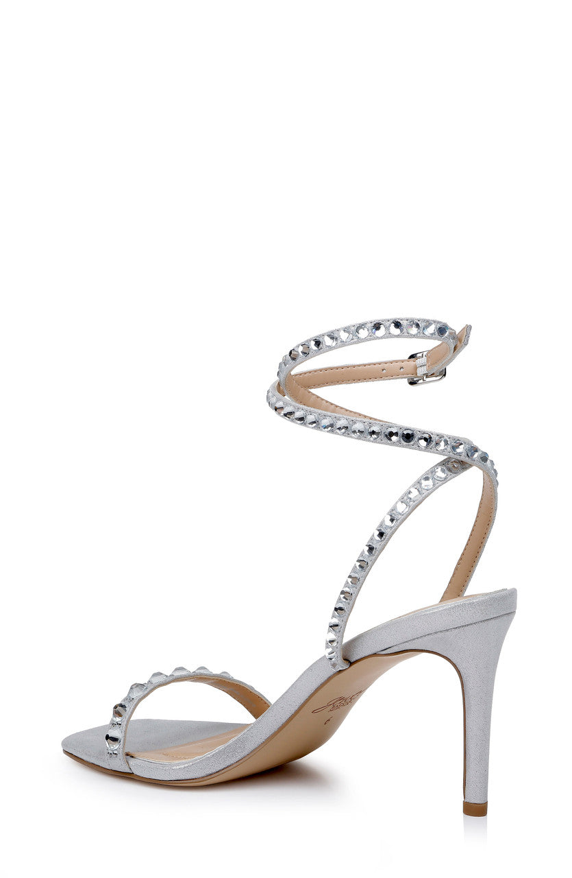 Silver | Hosana Sexy Stiletto with Gemstone-Studded Wraparound Strap